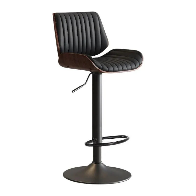 SERENITà European Wooden Modern Bar Stools Bistro Stool with Rotating and Aerodynamic Multi-levelled(Black) - Mekamart Australia