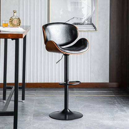 SERENITà European Black Modern Bar Stools Swivel Bar Stool Chair Counter Height Barstool with 360 Degree Swivel Seat