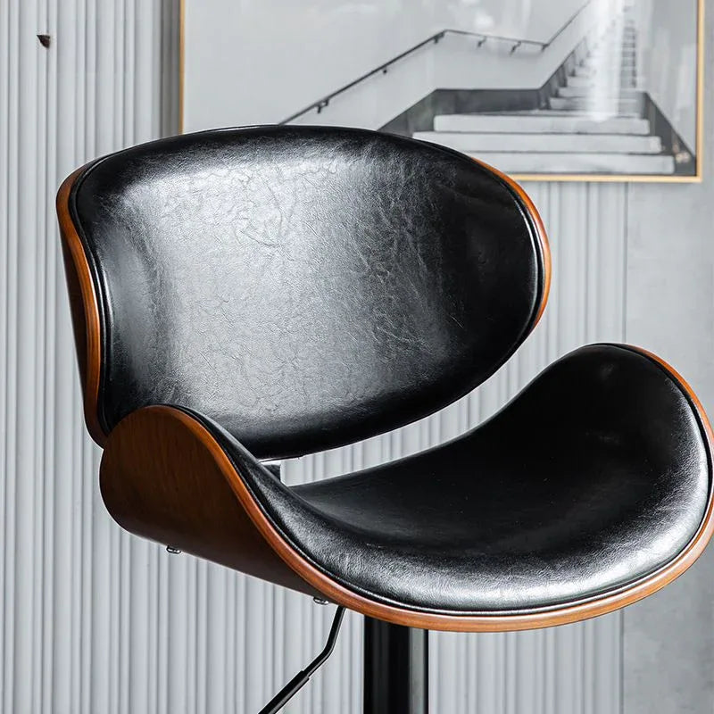 SERENITà European Black Modern Bar Stools Swivel Bar Stool Chair Counter Height Barstool with 360 Degree Swivel Seat