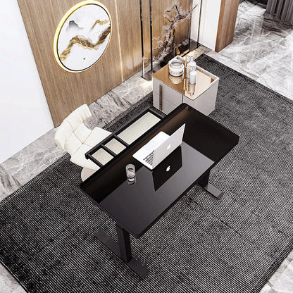 Black Color Electric Standing Desk Electric Height Adjustable Sit Stand Workstation Toughened Glass Top Single Motor Wireless Charger - Mekamart Australia