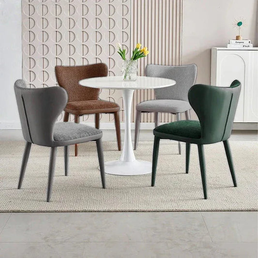 VELLUTO Modern Kitchen Dining Room Chairs Faux Leather Flannel Accent Chairs Metal Vanity Lounge Chair with Back for Living Room Set of 2 (Green) - Mekamart Australia