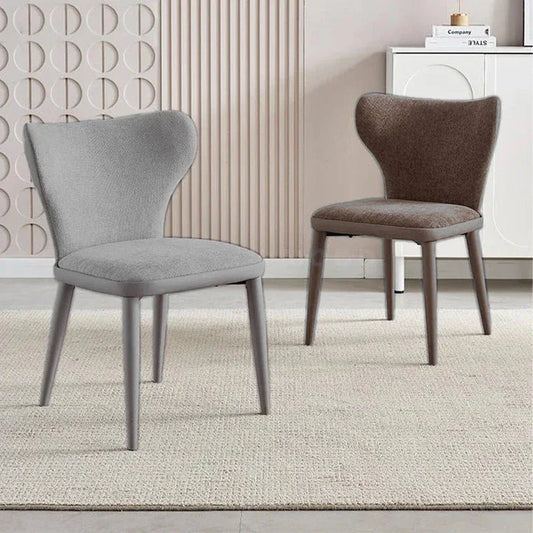 VELLUTO Modern Kitchen Dining Room Chairs Faux Leather Flannel Accent Chairs Metal Vanity Lounge Chair with Back for Living Room Set of 2(Light Grey) - Mekamart Australia