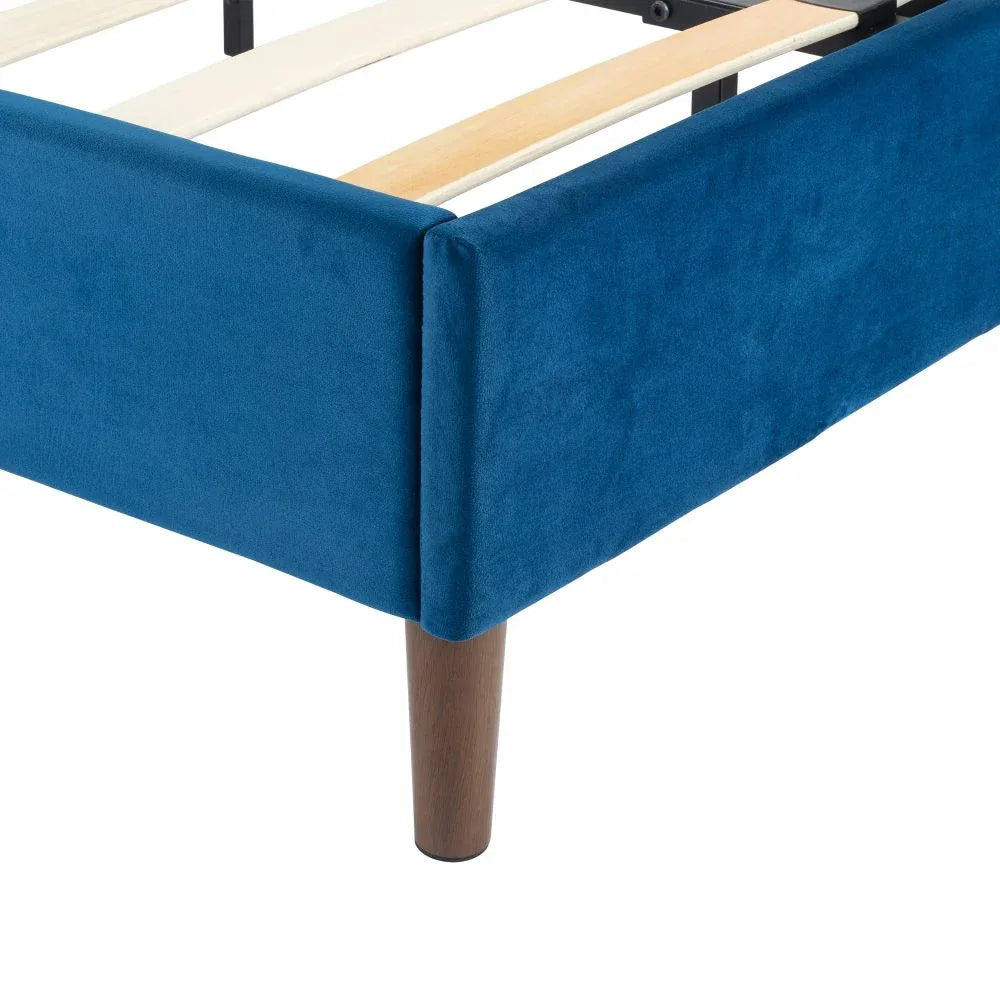 Velvet Blue Bed Frame – Double - Mekamart Australia