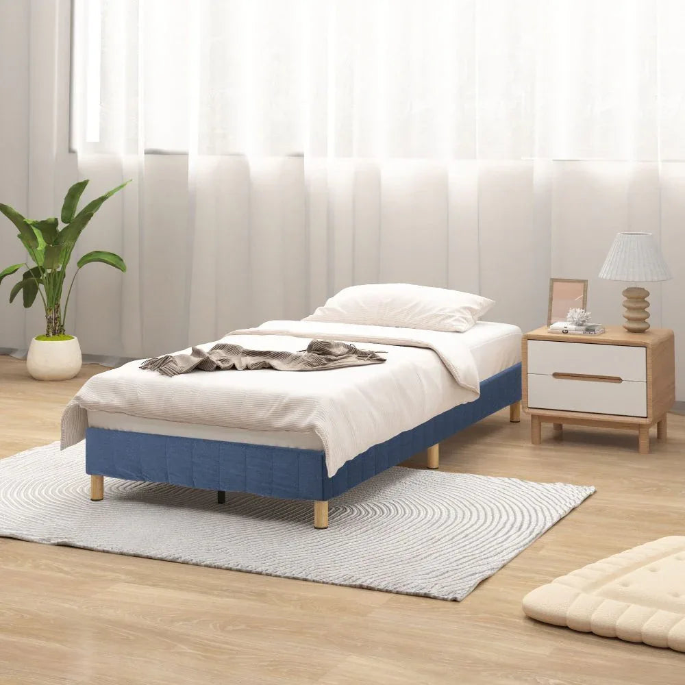Metal Bed Frame Mattress Foundation Blue – Double - Mekamart Australia