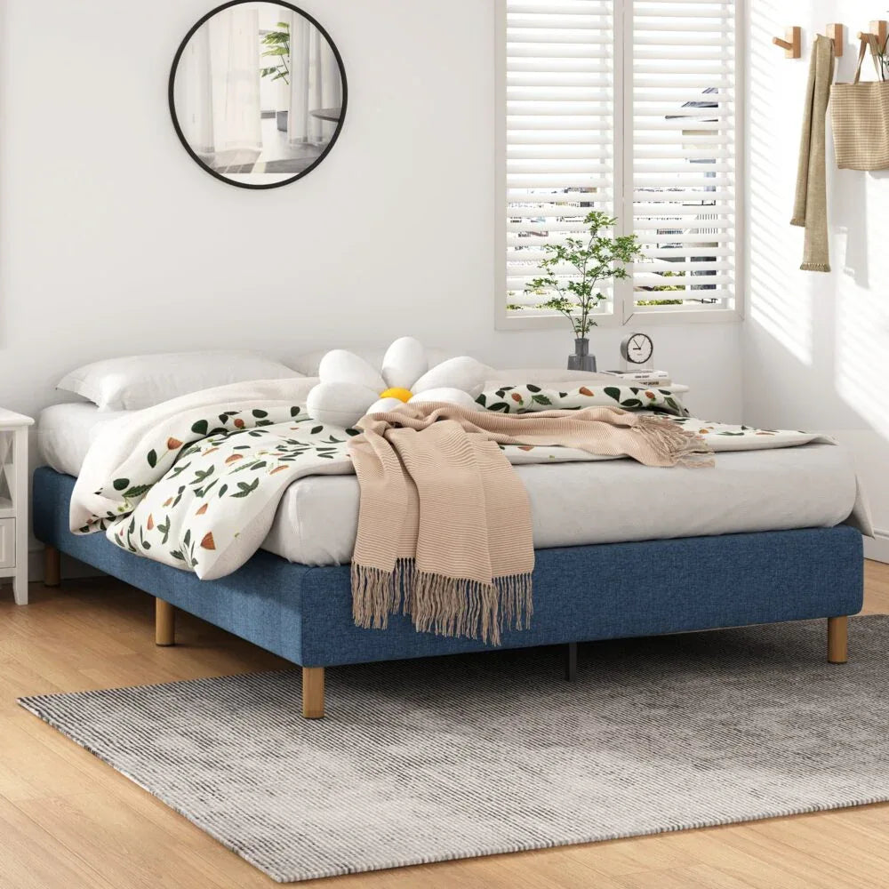 Metal Bed Frame Mattress Foundation Blue – Double - Mekamart Australia