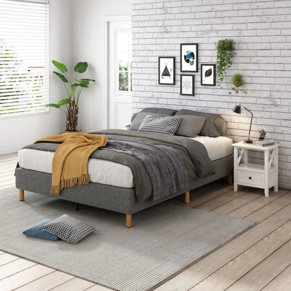 Metal Bedframe Mattress Foundation (Dark Grey) – Double - Mekamart Australia