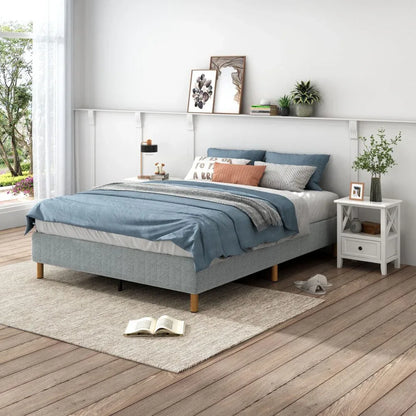 Metal Bedframe Mattress Foundation (Light Grey) – King - Mekamart Australia