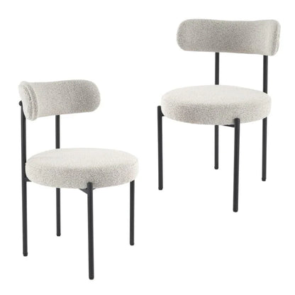 Luxe Boucle Cushioned Elsa Dining Chairs in White Quartz - Mekamart Australia