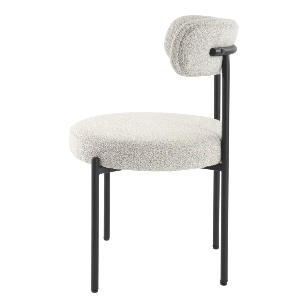 Luxe Boucle Cushioned Elsa Dining Chairs in White Quartz - Mekamart Australia