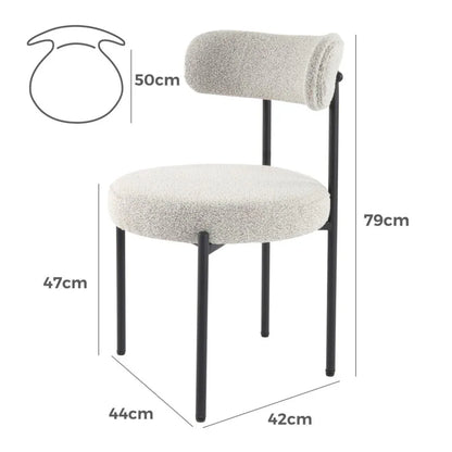 Luxe Boucle Cushioned Elsa Dining Chairs in White Quartz - Mekamart Australia