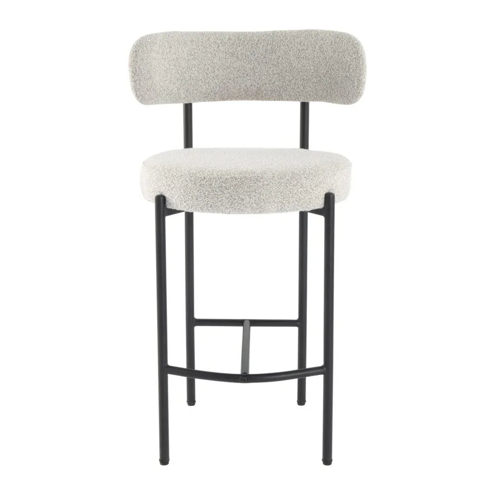 Sleek White Quartz Metal Boucle Elsa Bar Stools - Mekamart Australia