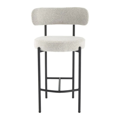 Sleek White Quartz Metal Boucle Elsa Bar Stools - Mekamart Australia