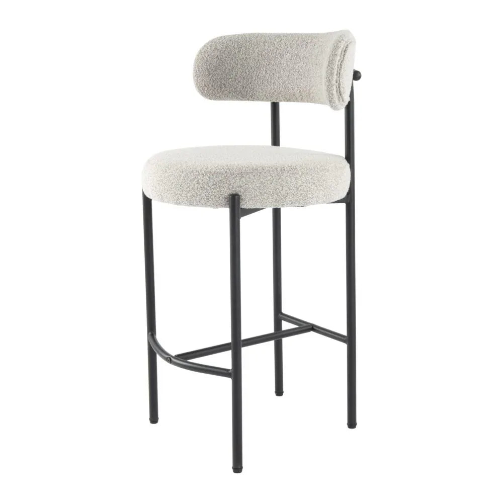 Sleek White Quartz Metal Boucle Elsa Bar Stools - Mekamart Australia