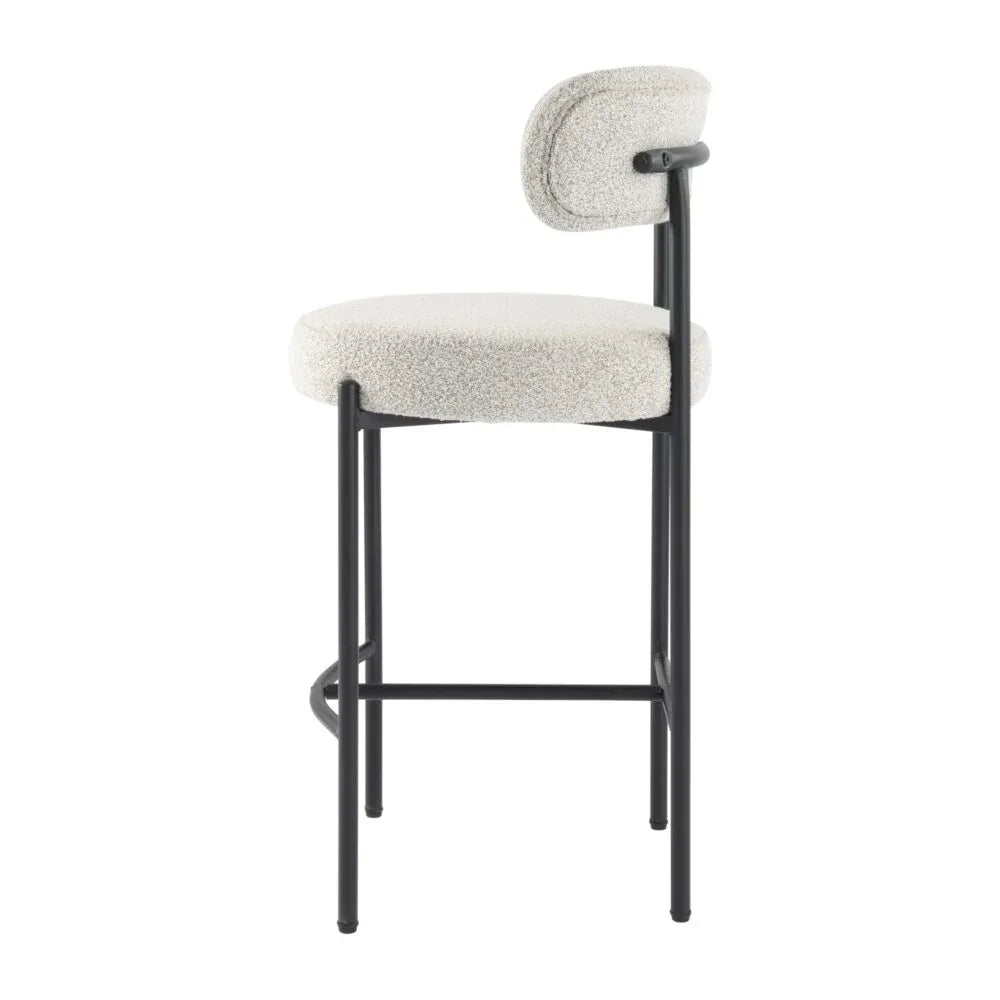 Sleek White Quartz Metal Boucle Elsa Bar Stools - Mekamart Australia