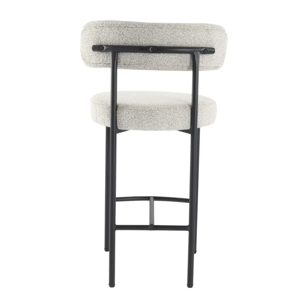 Sleek White Quartz Metal Boucle Elsa Bar Stools - Mekamart Australia