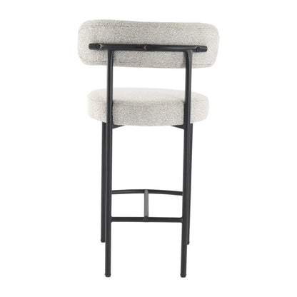 Sleek White Quartz Metal Boucle Elsa Bar Stools - Mekamart Australia