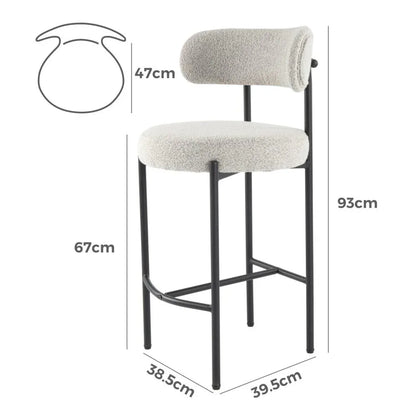 Sleek White Quartz Metal Boucle Elsa Bar Stools - Mekamart Australia