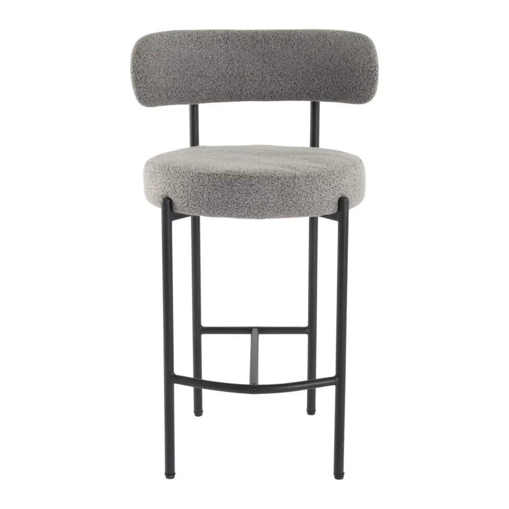Contemporary Grey Boucle Elsa Low Bar Stools - Mekamart Australia