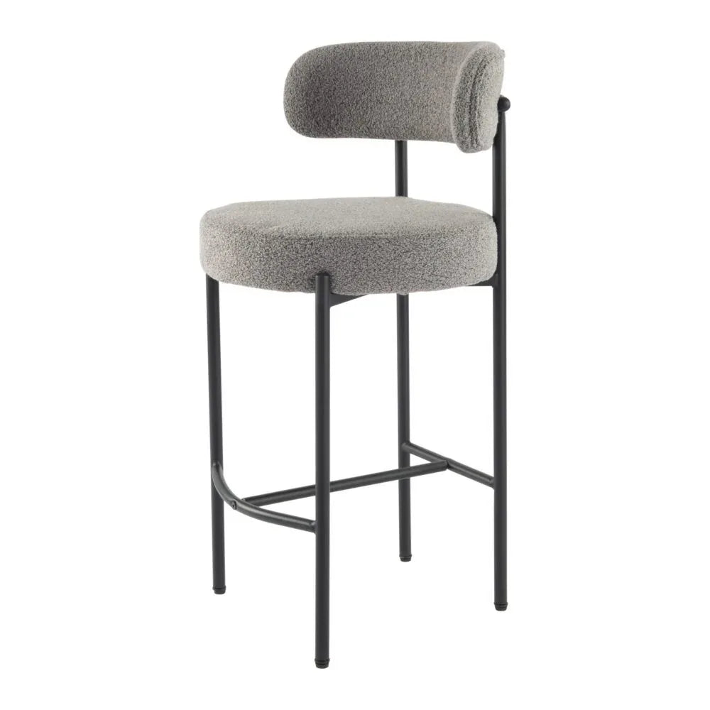 Contemporary Grey Boucle Elsa Low Bar Stools - Mekamart Australia