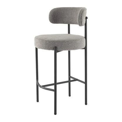 Contemporary Grey Boucle Elsa Low Bar Stools - Mekamart Australia