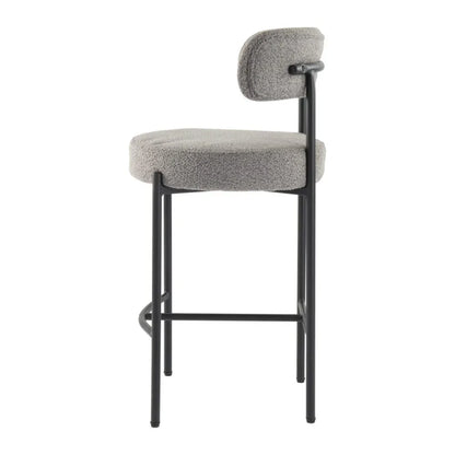 Contemporary Grey Boucle Elsa Low Bar Stools - Mekamart Australia