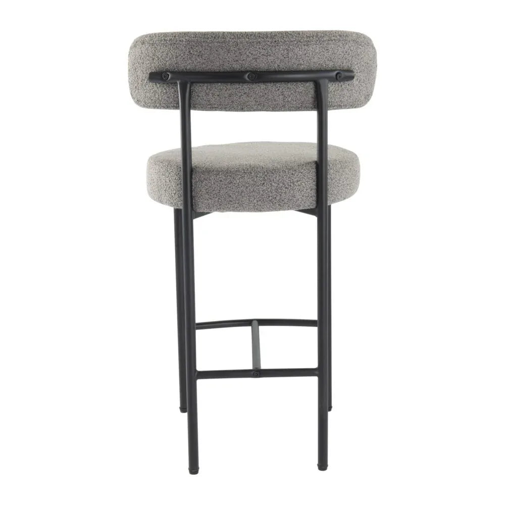 Contemporary Grey Boucle Elsa Low Bar Stools - Mekamart Australia