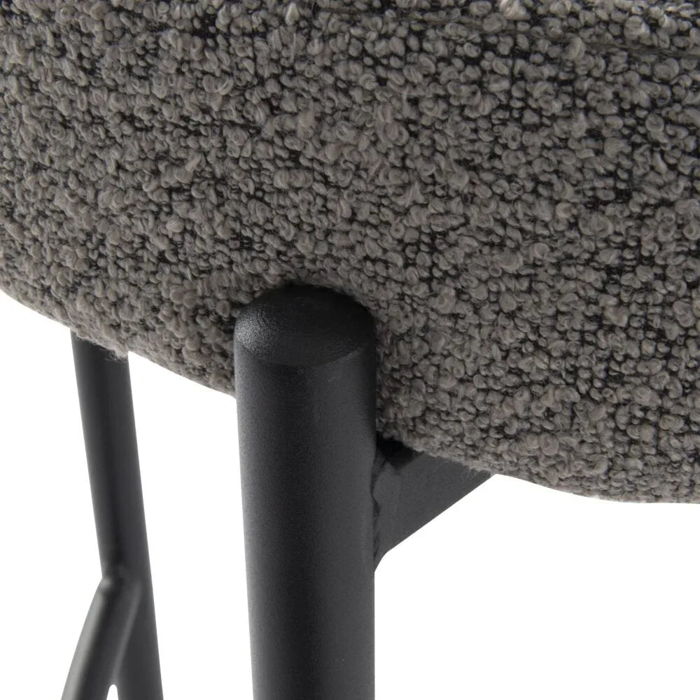 Contemporary Grey Boucle Elsa Low Bar Stools - Mekamart Australia
