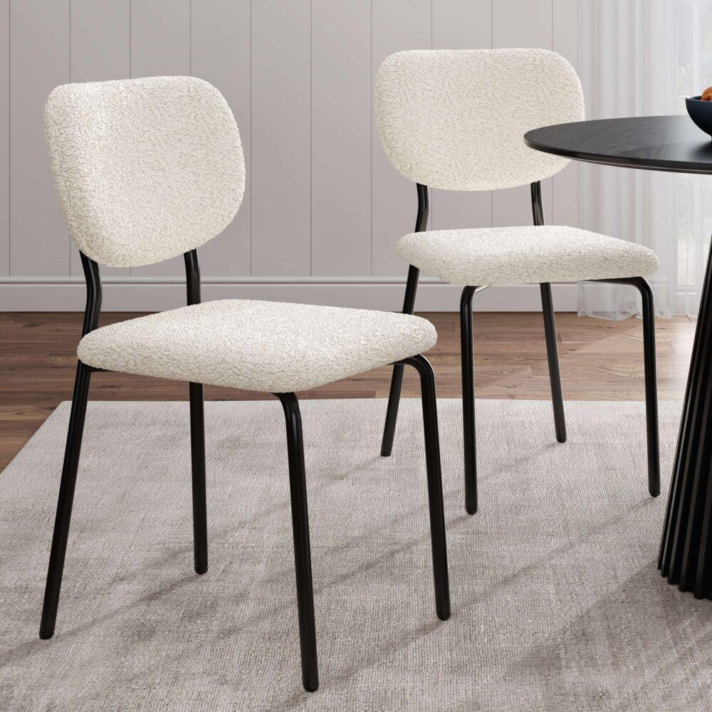 White Whisper Teddy Fabric Dining Duo - Mekamart Australia