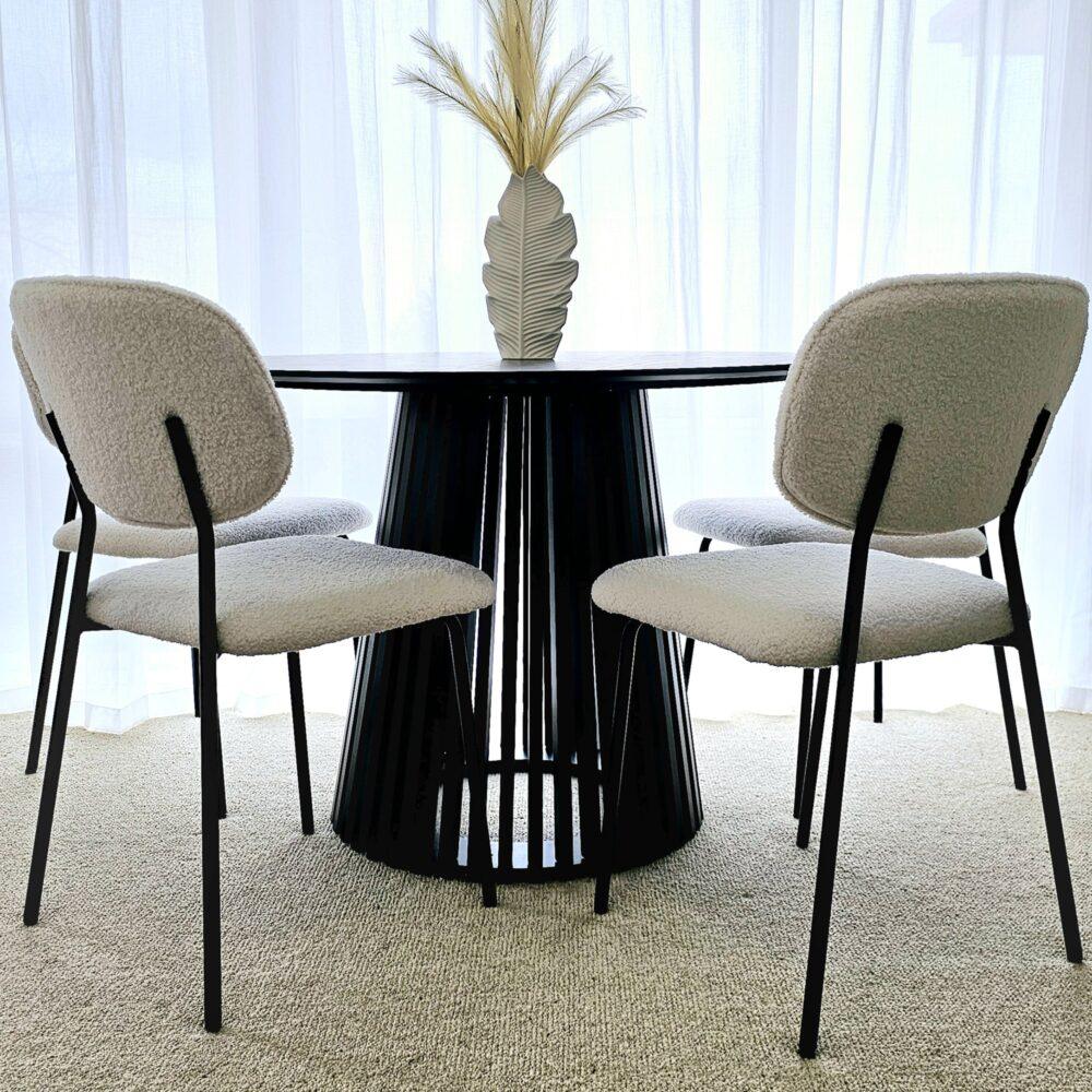 White Whisper Teddy Fabric Dining Duo - Mekamart Australia