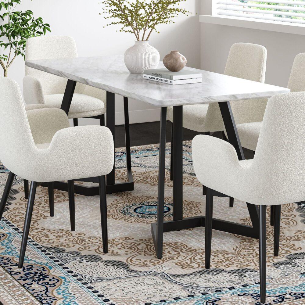 Rectangular Marble-Effect Table - Mekamart Australia