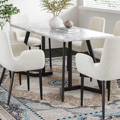 Rectangular Marble-Effect Table - Mekamart Australia