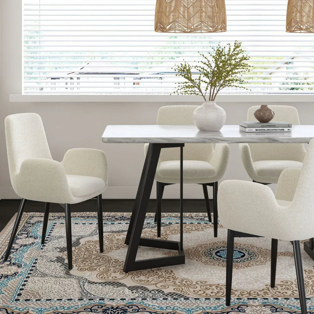 Rectangular Marble-Effect Table - Mekamart Australia