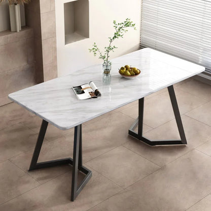 Rectangular Marble-Effect Table - Mekamart Australia