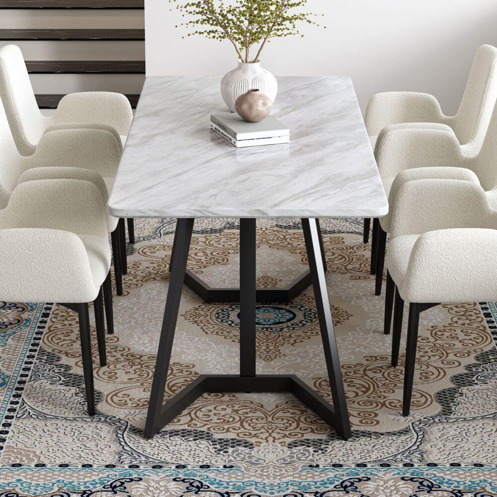 Rectangular Marble-Effect Table - Mekamart Australia
