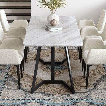 Rectangular Marble-Effect Table - Mekamart Australia