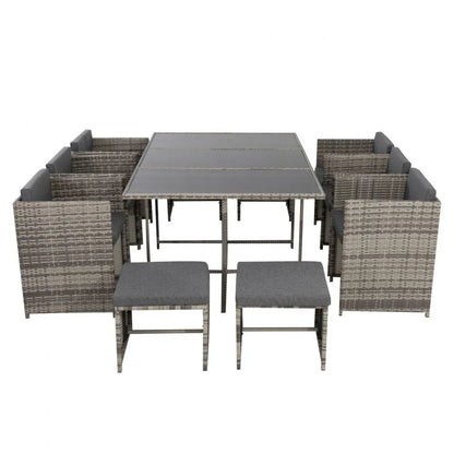 Bali 11 Piece Outdoor Dining Set-Grey - Mekamart Australia