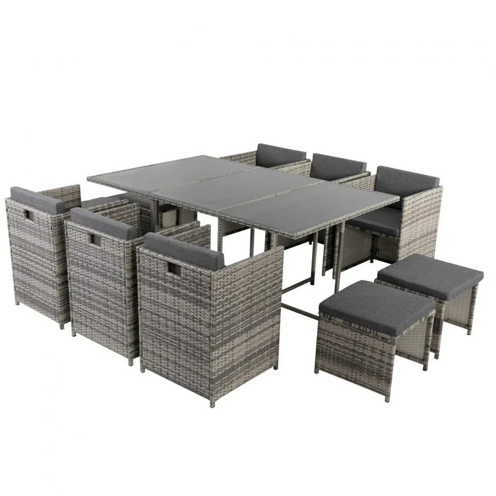 Bali 11 Piece Outdoor Dining Set-Grey - Mekamart Australia