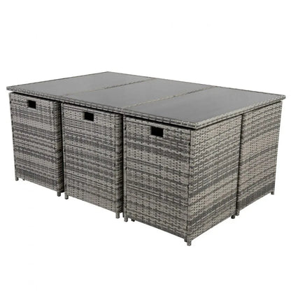 Bali 11 Piece Outdoor Dining Set-Grey - Mekamart Australia