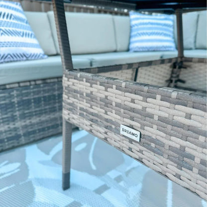 8PC Outdoor Dining Set Wicker Table &amp; Chairs-Grey - Mekamart Australia