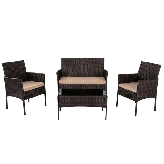 Breeze 4-Seat Wicker Outdoor Lounge Set - Mekamart Australia