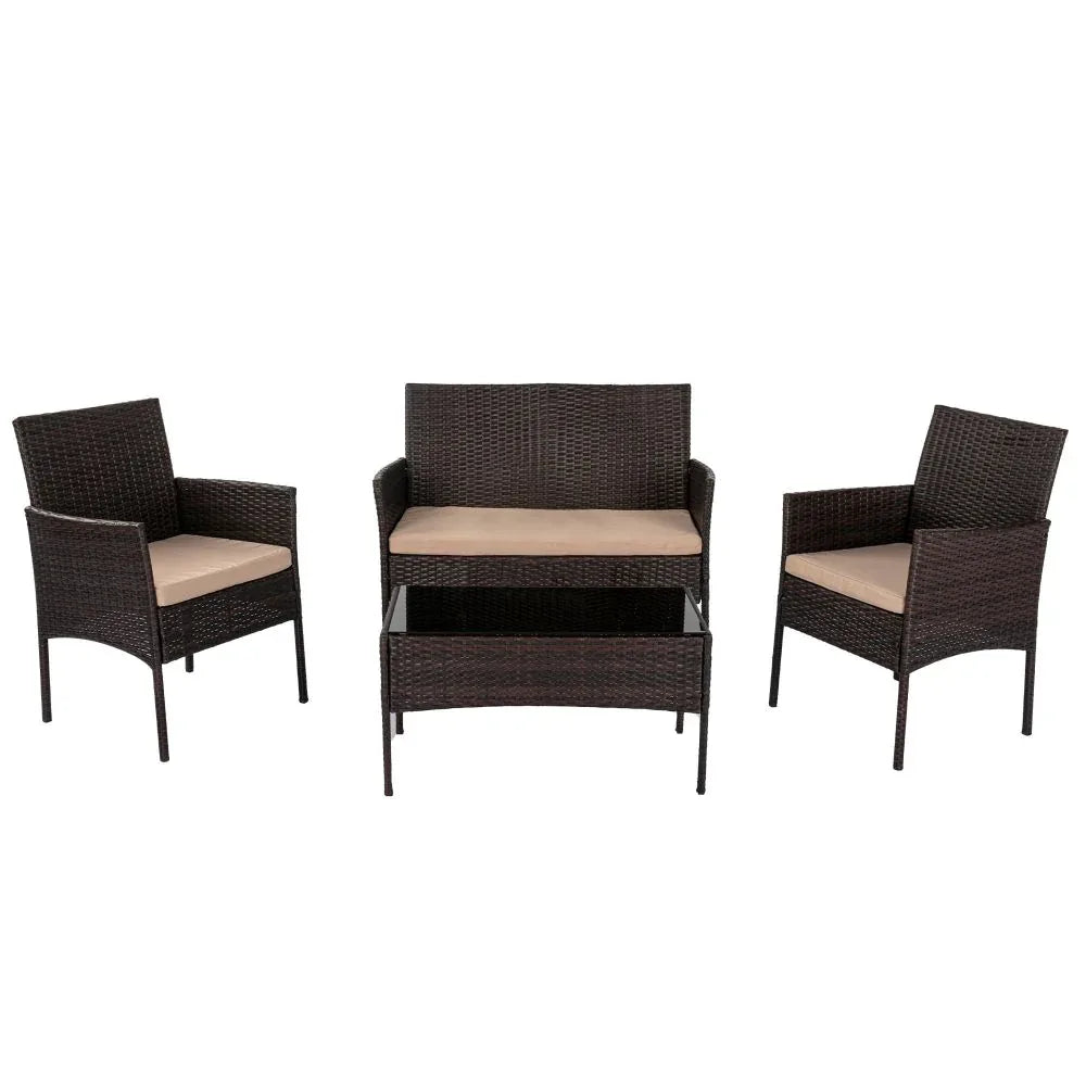 Breeze 4-Seat Wicker Outdoor Lounge Set - Mekamart Australia