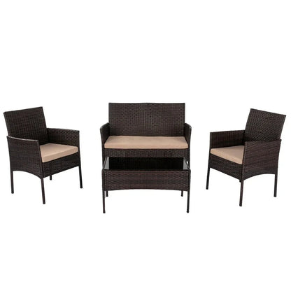 Breeze 4-Seat Wicker Outdoor Lounge Set - Mekamart Australia