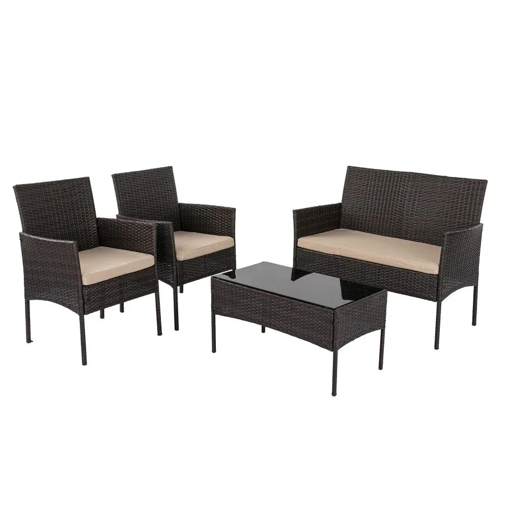 Breeze 4-Seat Wicker Outdoor Lounge Set - Mekamart Australia