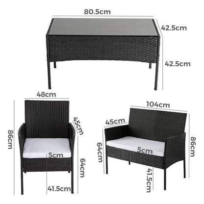 Ville 4-Seater PE Wicker Outdoor Lounge Sofa Set - Mekamart Australia