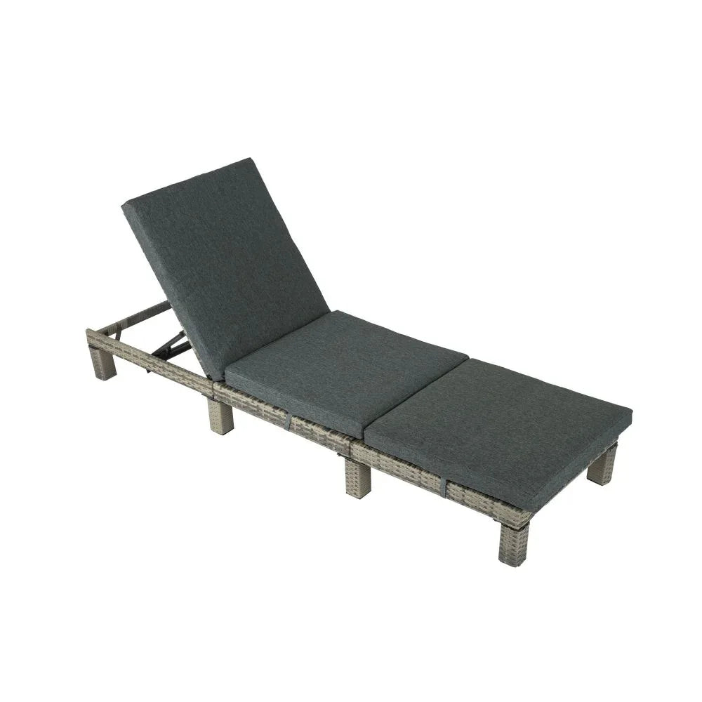 Grey Rattan Sunbed with Adjustable Recline - Mekamart Australia