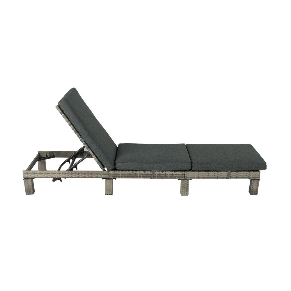 Grey Rattan Sunbed with Adjustable Recline - Mekamart Australia