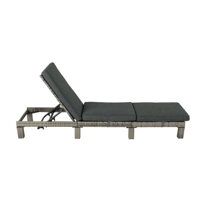 Grey Rattan Sunbed with Adjustable Recline - Mekamart Australia