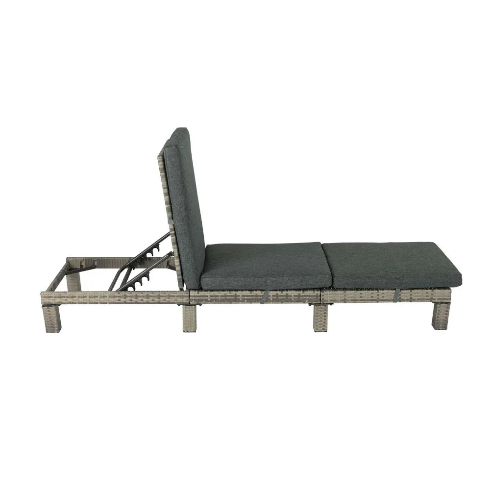 Grey Rattan Sunbed with Adjustable Recline - Mekamart Australia