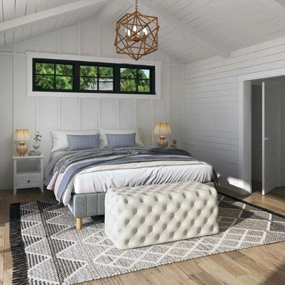 Elsa Tufted Ottoman Beach Boucle White-Rectangular - Mekamart Australia