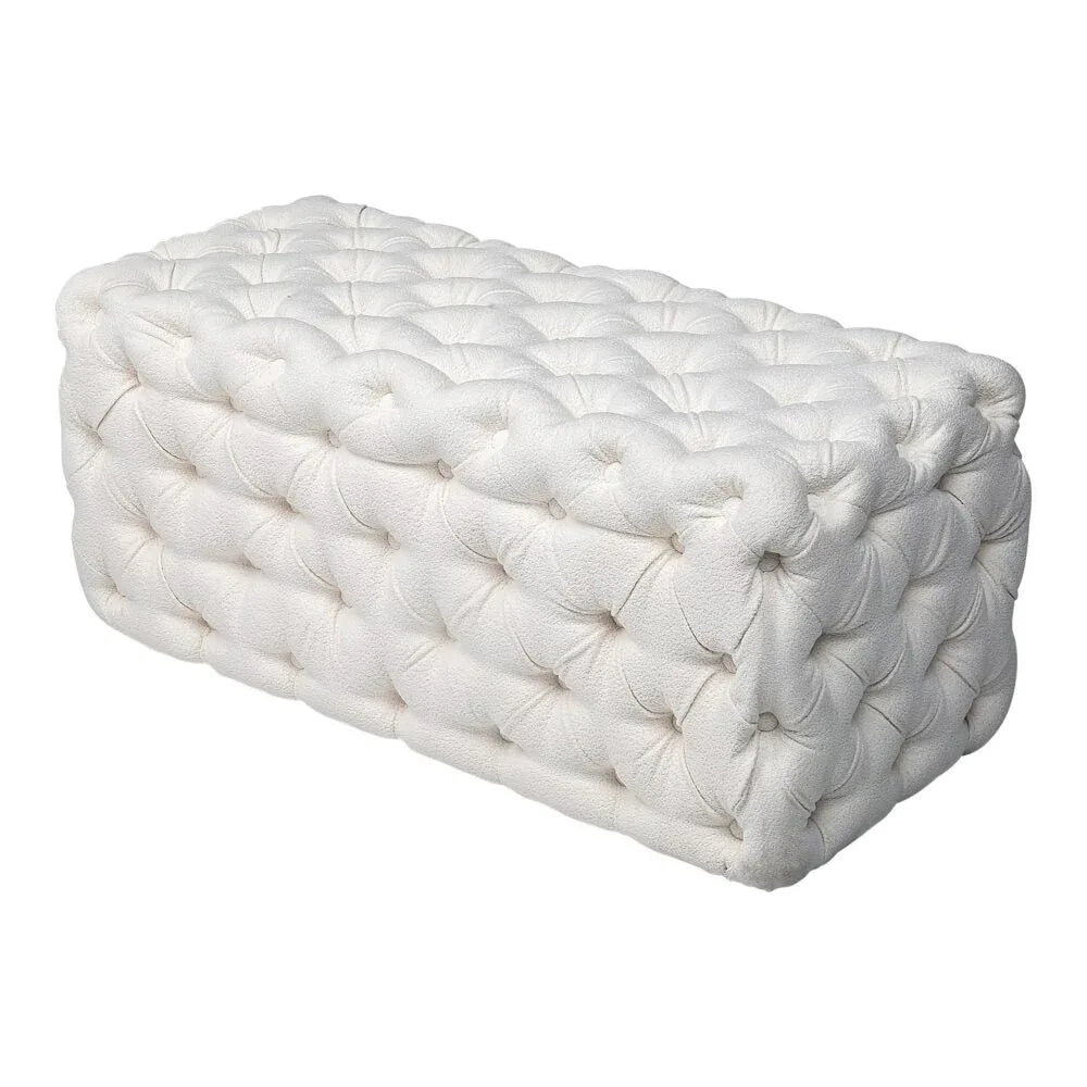 Elsa Tufted Ottoman Beach Boucle White-Rectangular - Mekamart Australia